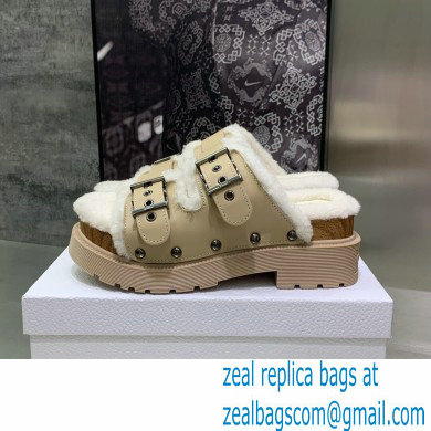 Dior Diorquake Strap Sandals in Calfskin and Shearling Beige 2022