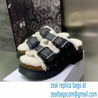 Dior Diorquake Strap Sandals in Calfskin and Shearling Black 2022