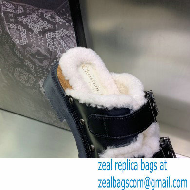 Dior Diorquake Strap Sandals in Calfskin and Shearling Black 2022
