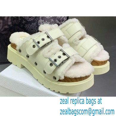Dior Diorquake Strap Sandals in Calfskin and Shearling White 2022