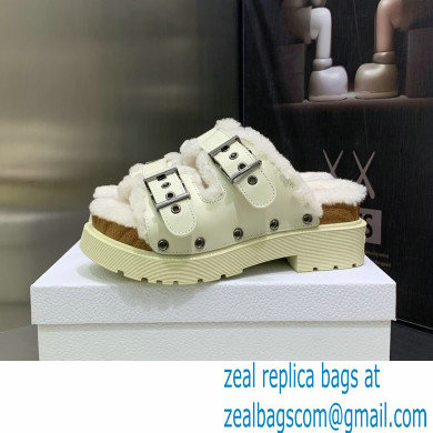 Dior Diorquake Strap Sandals in Calfskin and Shearling White 2022 - Click Image to Close