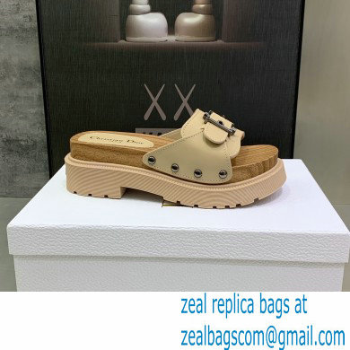 Dior Diorquake Strap Slides Sandals in Calfskin Beige 2022 - Click Image to Close