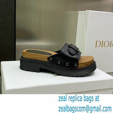 Dior Diorquake Strap Slides Sandals in Calfskin Black 2022