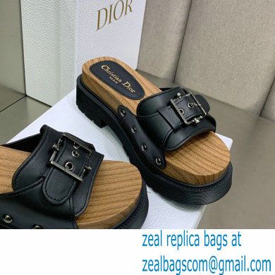 Dior Diorquake Strap Slides Sandals in Calfskin Black 2022