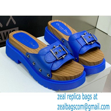 Dior Diorquake Strap Slides Sandals in Calfskin Blue 2022 - Click Image to Close