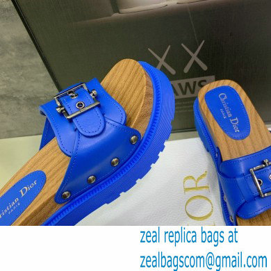 Dior Diorquake Strap Slides Sandals in Calfskin Blue 2022