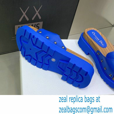 Dior Diorquake Strap Slides Sandals in Calfskin Blue 2022