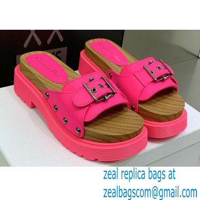 Dior Diorquake Strap Slides Sandals in Calfskin Bright Pink 2022