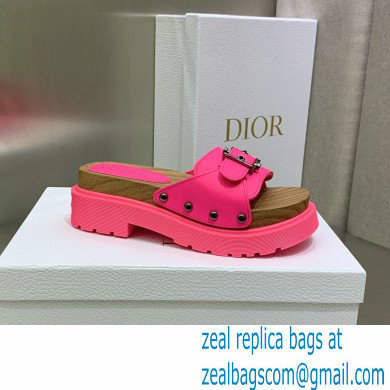 Dior Diorquake Strap Slides Sandals in Calfskin Bright Pink 2022