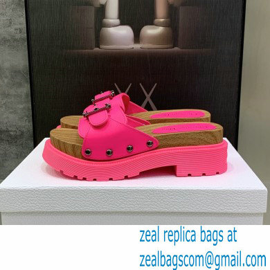 Dior Diorquake Strap Slides Sandals in Calfskin Bright Pink 2022
