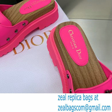 Dior Diorquake Strap Slides Sandals in Calfskin Bright Pink 2022