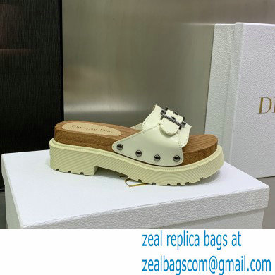 Dior Diorquake Strap Slides Sandals in Calfskin White 2022