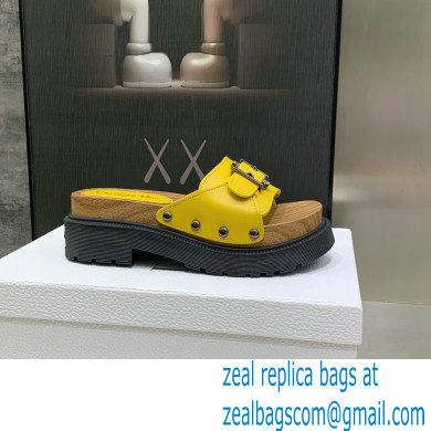 Dior Diorquake Strap Slides Sandals in Calfskin Yellow 2022