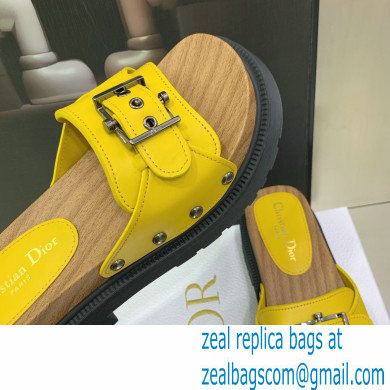 Dior Diorquake Strap Slides Sandals in Calfskin Yellow 2022