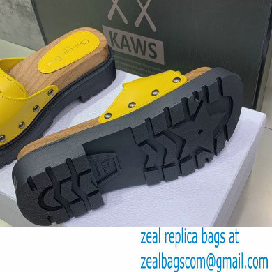 Dior Diorquake Strap Slides Sandals in Calfskin Yellow 2022
