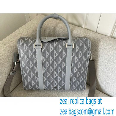 Dior Gray CD Diamond Canvas and Smooth Calfskin Lingot Briefcase Bag 2022
