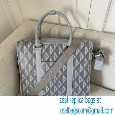 Dior Gray CD Diamond Canvas and Smooth Calfskin Lingot Briefcase Bag 2022