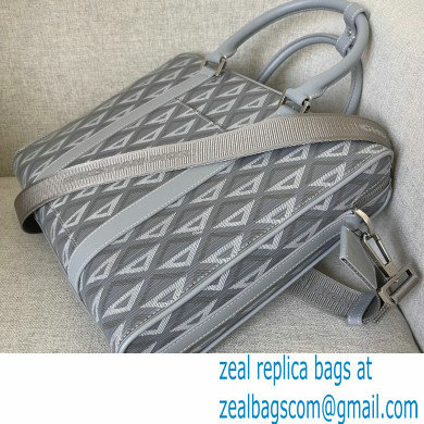 Dior Gray CD Diamond Canvas and Smooth Calfskin Lingot Briefcase Bag 2022