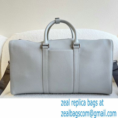 Dior Gray Grained Calfskin with 'Christian Dior 1947' Signature Lingot 50 Duffle Bag 2022