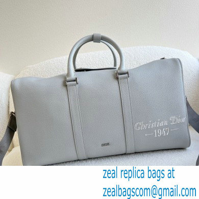 Dior Gray Grained Calfskin with 'Christian Dior 1947' Signature Lingot 50 Duffle Bag 2022