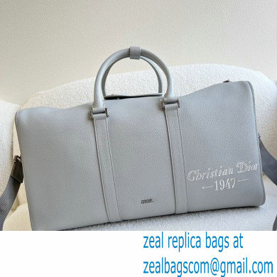 Dior Gray Grained Calfskin with 'Christian Dior 1947' Signature Lingot 50 Duffle Bag 2022 - Click Image to Close