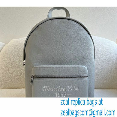 Dior Gray Grained Calfskin with 'Christian Dior 1947' Signature Rider Backpack Bag 2022 - Click Image to Close