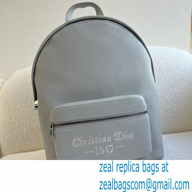 Dior Gray Grained Calfskin with 'Christian Dior 1947' Signature Rider Backpack Bag 2022