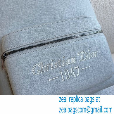 Dior Gray Grained Calfskin with 'Christian Dior 1947' Signature Rider Backpack Bag 2022 - Click Image to Close