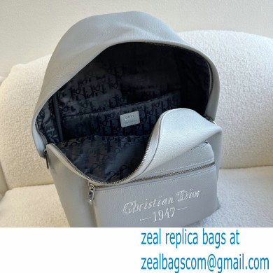 Dior Gray Grained Calfskin with 'Christian Dior 1947' Signature Rider Backpack Bag 2022
