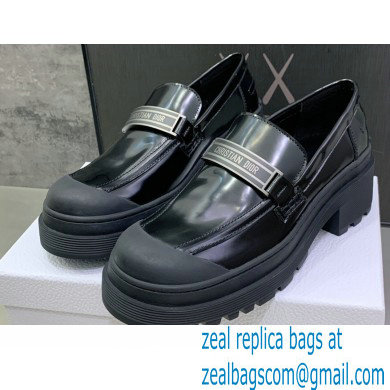 Dior Heel 5.5cm Brushed Calfskin Code Loafers Black 2022 - Click Image to Close