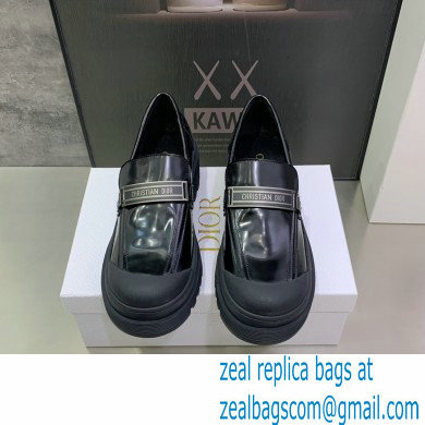 Dior Heel 5.5cm Brushed Calfskin Code Loafers Black 2022