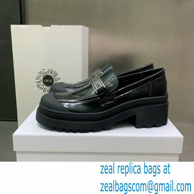 Dior Heel 5.5cm Brushed Calfskin Code Loafers Black 2022