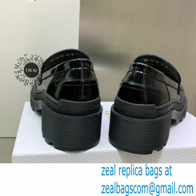 Dior Heel 5.5cm Brushed Calfskin Code Loafers Black 2022 - Click Image to Close