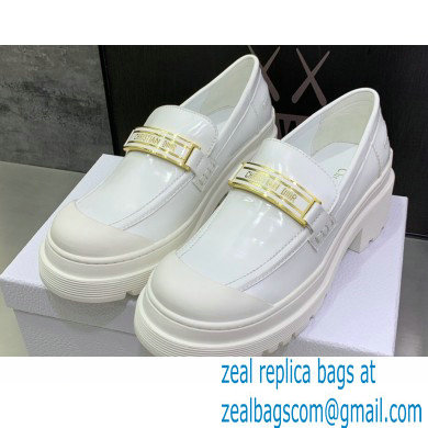 Dior Heel 5.5cm Brushed Calfskin Code Loafers White 2022