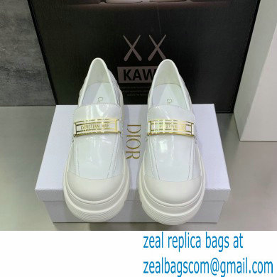 Dior Heel 5.5cm Brushed Calfskin Code Loafers White 2022 - Click Image to Close