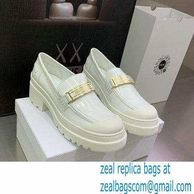 Dior Heel 5.5cm Brushed Calfskin Code Loafers White 2022