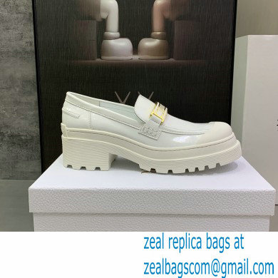 Dior Heel 5.5cm Brushed Calfskin Code Loafers White 2022