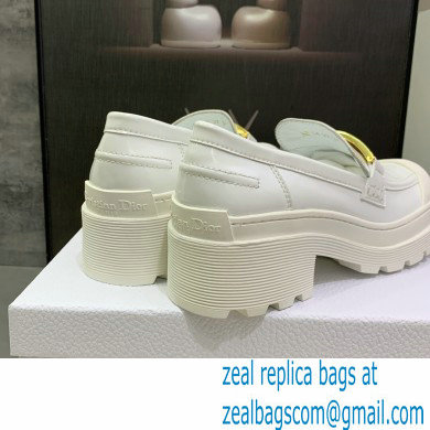 Dior Heel 5.5cm Brushed Calfskin Code Loafers White 2022