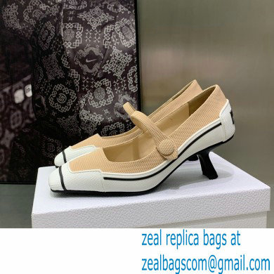 Dior Heel 5.5cm Technical Fabric and Rubber D-Motion Pumps Beige 2022 - Click Image to Close