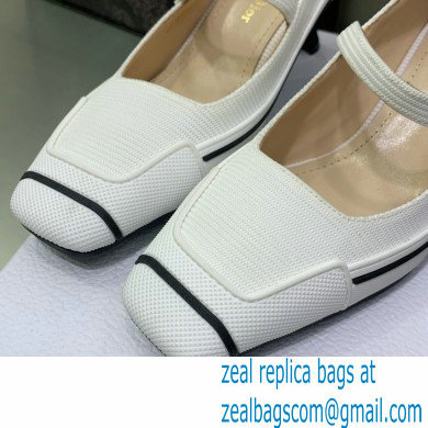 Dior Heel 5.5cm Technical Fabric and Rubber D-Motion Pumps White 2022