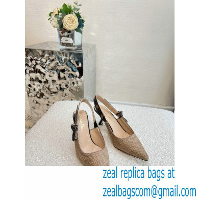 Dior Heel 6.5cm J'Adior Slingback Pumps in Beige Embroidered Jute Canvas 2022