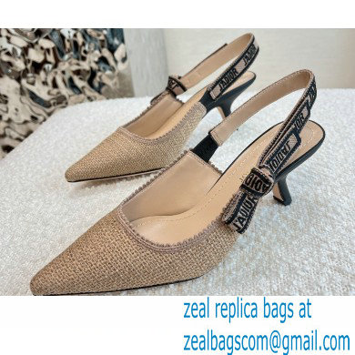 Dior Heel 6.5cm J'Adior Slingback Pumps in Beige Embroidered Jute Canvas 2022