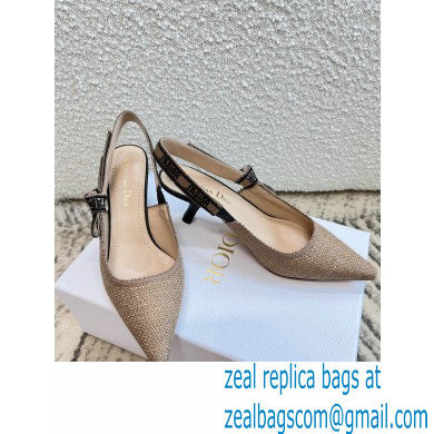 Dior Heel 6.5cm J'Adior Slingback Pumps in Beige Embroidered Jute Canvas 2022