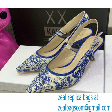 Dior Heel 6.5cm J'Adior Slingback Pumps in Bright Blue Toile de Jouy Embroidered Cotton 2022 - Click Image to Close