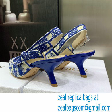 Dior Heel 6.5cm J'Adior Slingback Pumps in Bright Blue Toile de Jouy Embroidered Cotton 2022