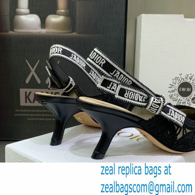 Dior Heel 6.5cm J'Adior Slingback Pumps in Macrame Embroidered Cotton Black 2022 - Click Image to Close