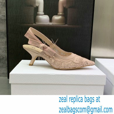 Dior Heel 6.5cm J'Adior Slingback Pumps in Macrame Embroidered Cotton Nude 2022