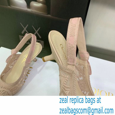 Dior Heel 6.5cm J'Adior Slingback Pumps in Macrame Embroidered Cotton Nude 2022