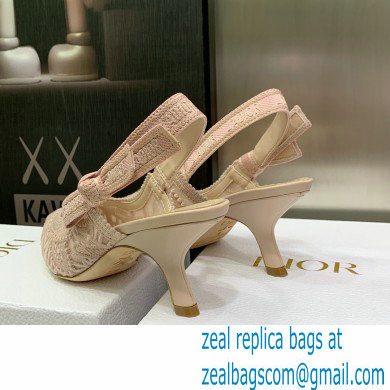 Dior Heel 6.5cm J'Adior Slingback Pumps in Macrame Embroidered Cotton Nude 2022