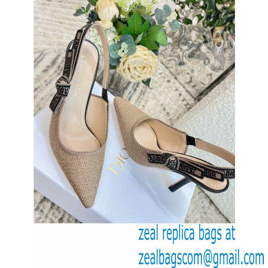 Dior Heel 9.5cm J'Adior Slingback Pumps in Beige Embroidered Jute Canvas 2022